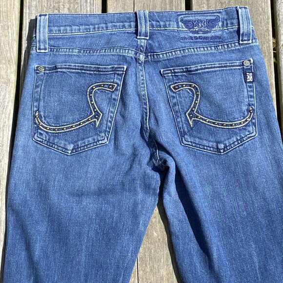 Vintage Rock & Republic Y2K Jean Size 30 Flared Low Rise Embroidered Button Fly - Picture 3 of 14